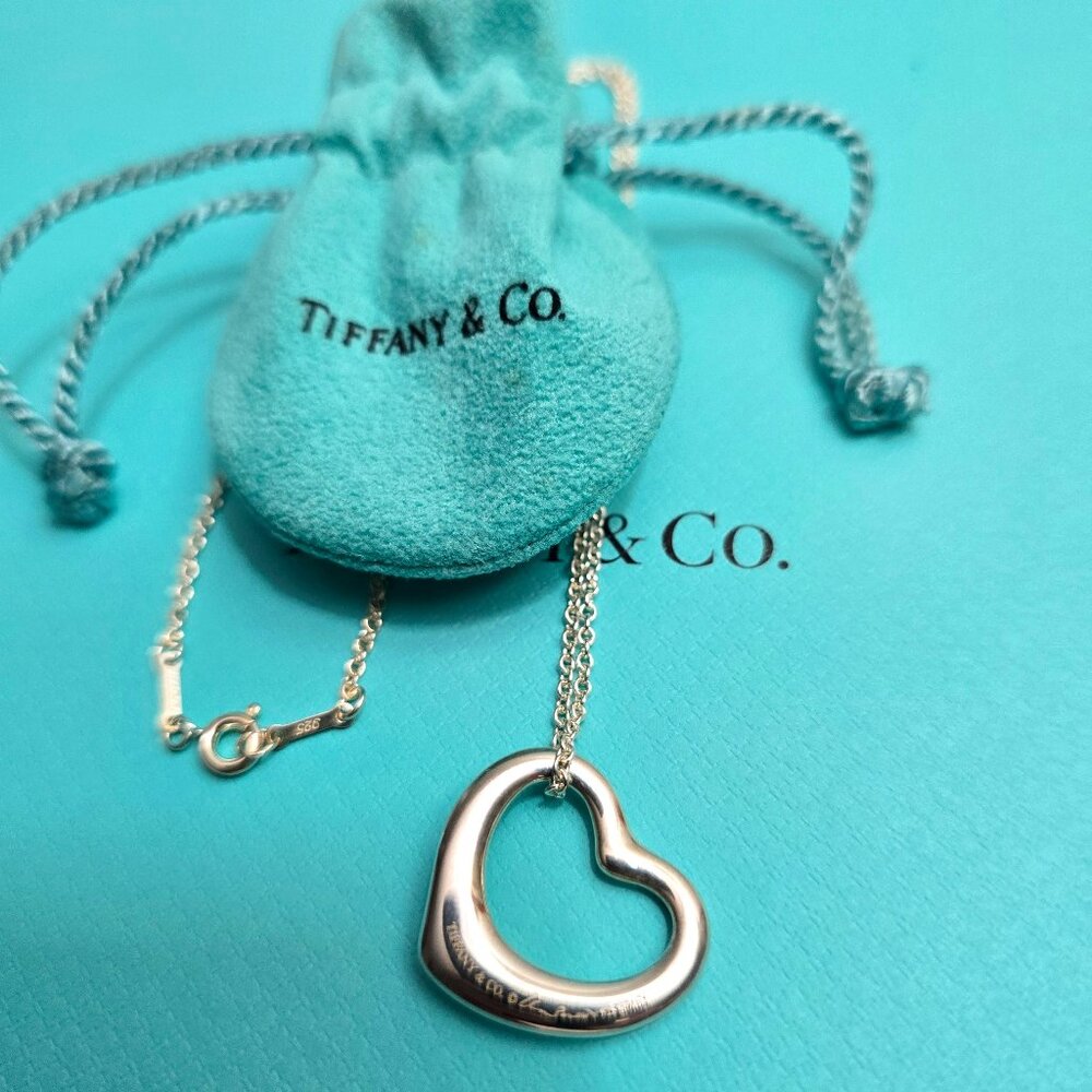 Tiffany & Co. Elsa Peretti Open Heart Pendant 16" Chain